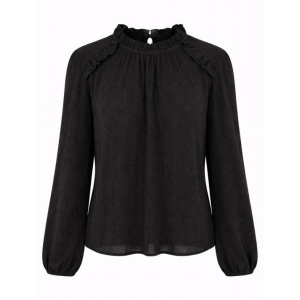 Blusa Negra con Cuello Fruncido