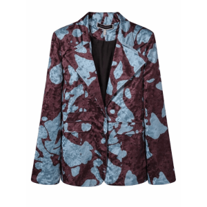 Conjunto Terciopelo Estampado Azul y Borgoña