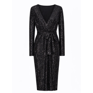 Vestido Midi Negro con Brillo