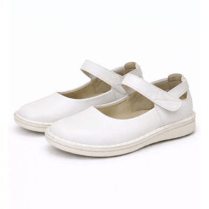 Bailarina Mary Jane blanca con cierre de velcro